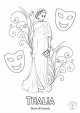 Greek Muses Coloring Mythology Pages Nine Drawing Thalia Choose Board Goddess sketch template