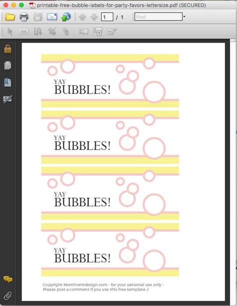 printable  bubble labels  party favors merriment design