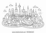 Futuristic City Coloring Skyline Drawing Pages Template Sketch sketch template