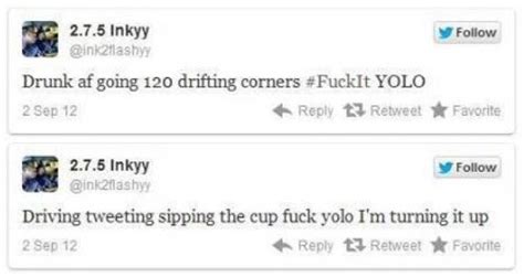 drunk driver tweets ‘yolo then dies minutes later