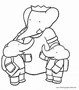 Coloring Babar Pages Cartoon Color Kids Sheets Character Printable Characters Elephant Colorier Kid Book Dessins Found Back sketch template