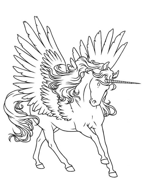 graceful winged unicorn coloring page