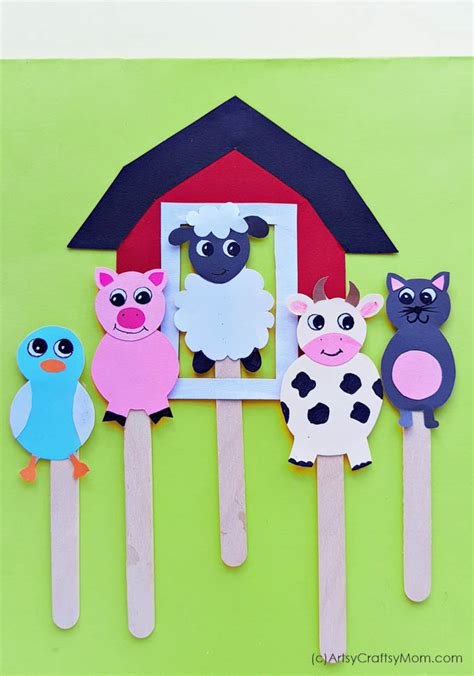 printable farm animal puppets craft  kids