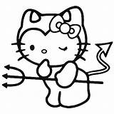 Kitty Hello Cute Coloring Devil Pages Drawing Aesthetic Colouring Halloween Tattoo Kids Drawings Tattoos Decals Indie Decal Adult Vinyl Cartoon sketch template