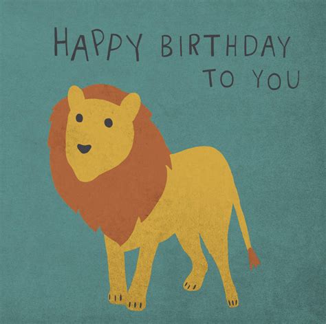 lion happy birthday   card  lilbirdy notonthehighstreetcom