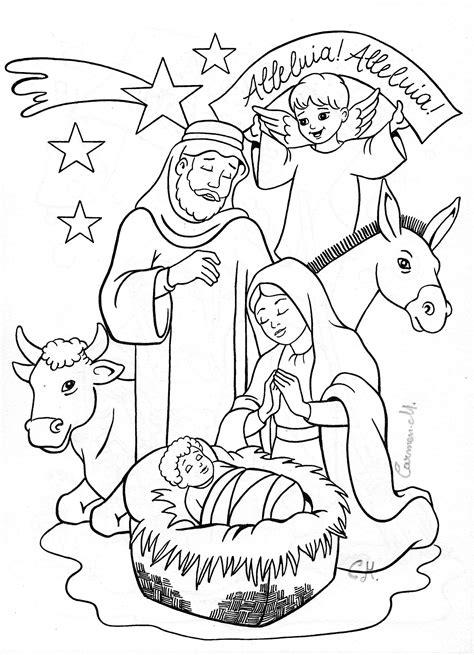 christmas nativity scene coloring page ameise