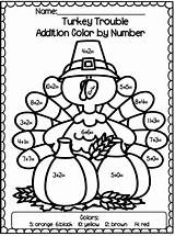 Color Addition Number Turkey Trouble Thanksgiving Math Activities Grade Kids Choose Board Common Core sketch template