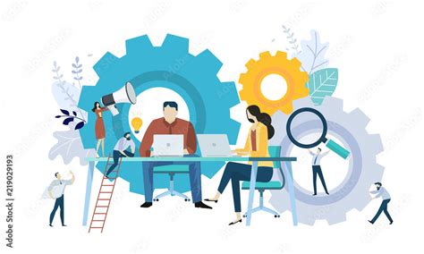 vector illustration concept  teamwork project management workflow