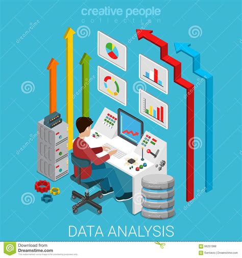 Data Analysis Business Marketing Server Vector Flat 3d