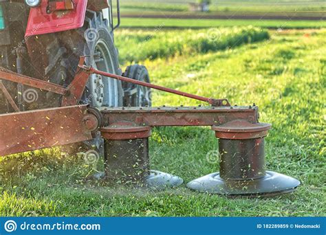 tractor  implements mower cuts clover tractor mowing paddock stock image image