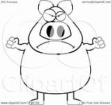 Pig Clipart Mad Cartoon Outlined Coloring Vector Cory Thoman Royalty sketch template