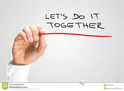 Handwritten Underlined Lets Do It Together Texts Stock