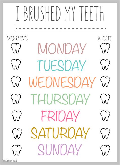 printable tooth brushing charts   crazy jimmy website