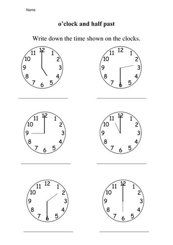 anologue time half past and o clock by mazza84 teaching resources