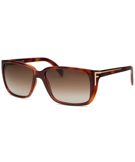 fendi womens rectangle tortoise sunglasses in brown lyst