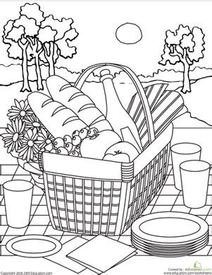 color  picnic basket worksheet educationcom summer coloring