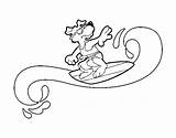 Dog Surfing Coloring Coloringcrew sketch template
