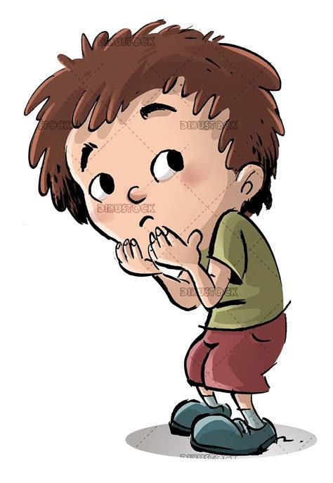 scared boy  hands  face dibustock ilustraciones infantiles de stock