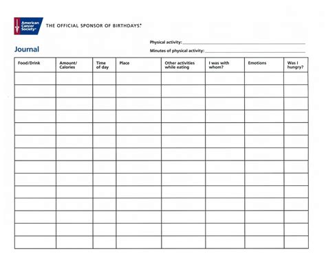 food journal sheet template  word templates