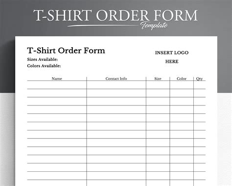 excel  shirt order form template espacopotencialorgbr