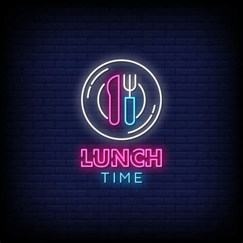 lunch time neon signs style text vector  vector art  vecteezy