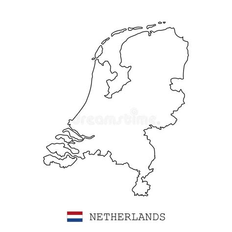 Netherlands Holland Map Line Linear Thin Vector Netherlands Holland