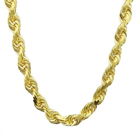 yellow gold solid mens mm diamond cut rope chain necklace lobster clasp  ebay