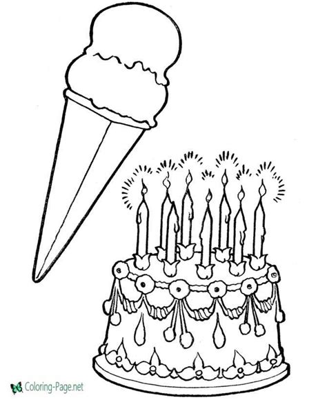 cake  ice cream birthday coloring pages