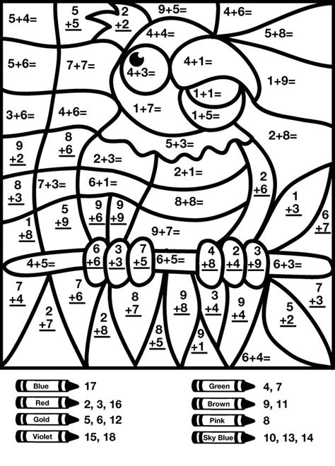 color  number addition  coloring pages  kids