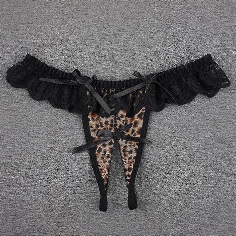 New 2023 Bow Lace Panties For Sex Open Crotch Thongs Women Lingerie
