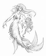 Siren Mermaids Cricut Cut Sirens sketch template