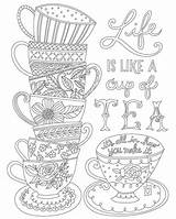 Coloring Pages Tea Cup Printable Doodle Book Quotes Sheets Coffee Cups Life Canvas Make Template Colouring Stack Patterns Books Floral sketch template