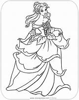 Coloring Belle Pages Beast Beauty Dress Disneyclips Floral sketch template