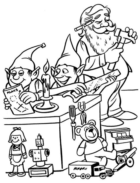 elves  santa christmas coloring pages  kids santa coloring