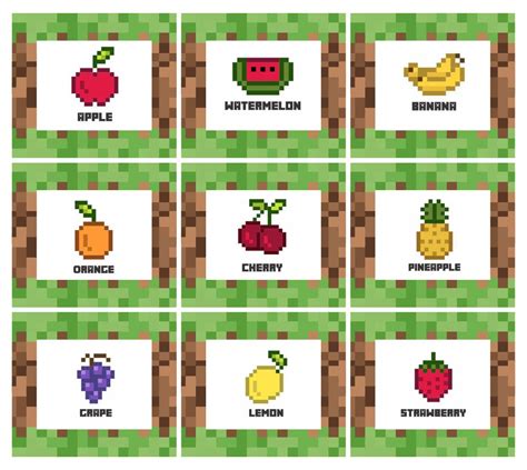 printable play food minecraft food labels  calendar printable