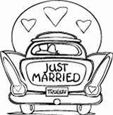 Coloring Wedding Married Just Pages Printable Car Sheet Colouring Book Sheets sketch template