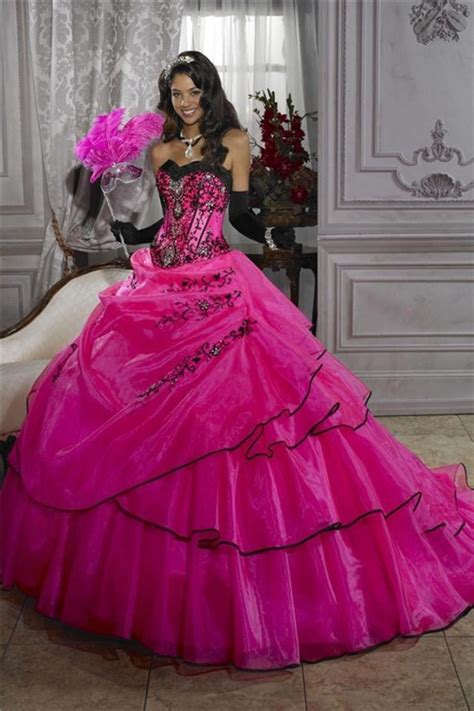 Pretty Ball Gown Fuchsia Organza Quinceanera Dress With