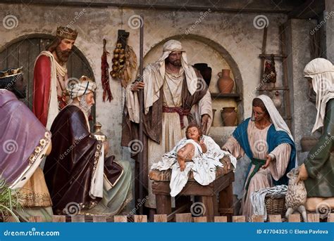 indoor nativity scene stock image image  christ gift