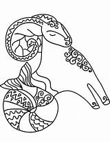 Coloring Capricorn Zodiac Sign Pages Supercoloring Categories sketch template