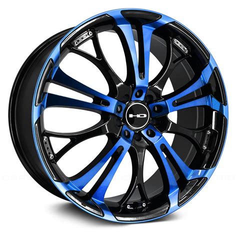 hd wheels spinout gloss black  blue face wheel rims rims