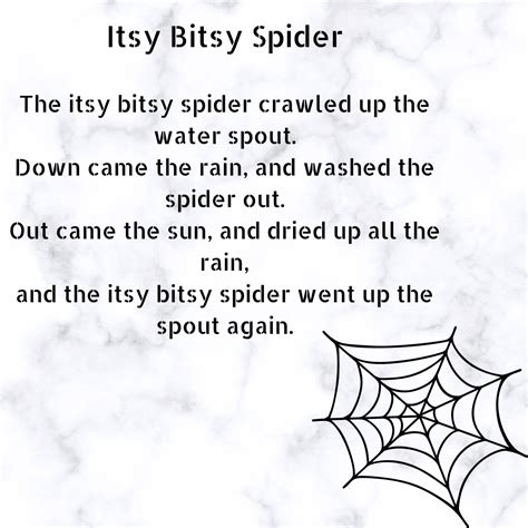 itsy bitsy spider printable lyrics origins  video