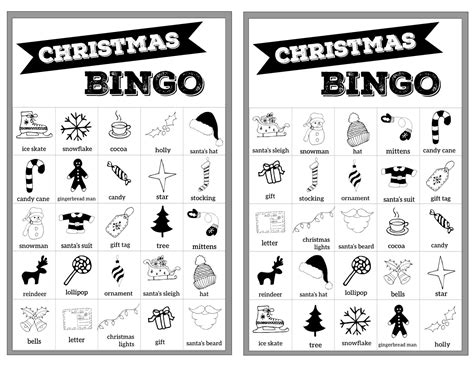christmas bingo printable cards paper trail design