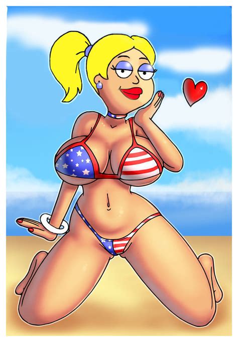 xbooru american dad american flag bikini beach bikini