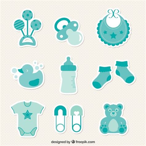 baby shower stickers vector