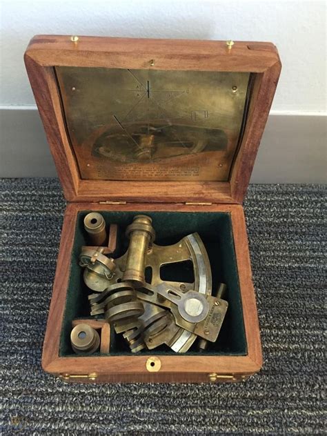 kelvin and hughes london 1917 vintage brass nautical sextant with wooden