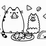 Pusheen Coloring Online Tacos Pages Butterfly Eating Kawaii Medical Kids sketch template
