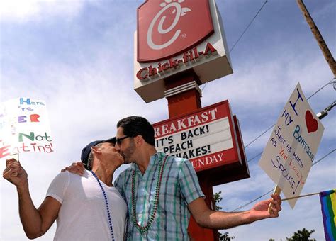 kiss in protests at chick fil a photo 1 pictures