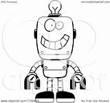 Robot Brain Metal Clipart Coloring Bulb Happy Light Cartoon Cory Thoman Outlined Vector 2021 sketch template