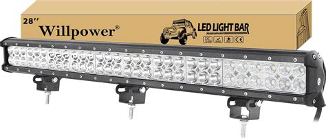 amazoncom willpower    led light bar waterproof spot flood combo car lamp double row