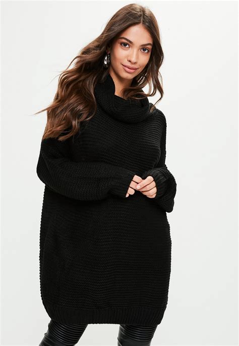 Black Oversized Slouchy Knitted Jumper Missguided Ireland